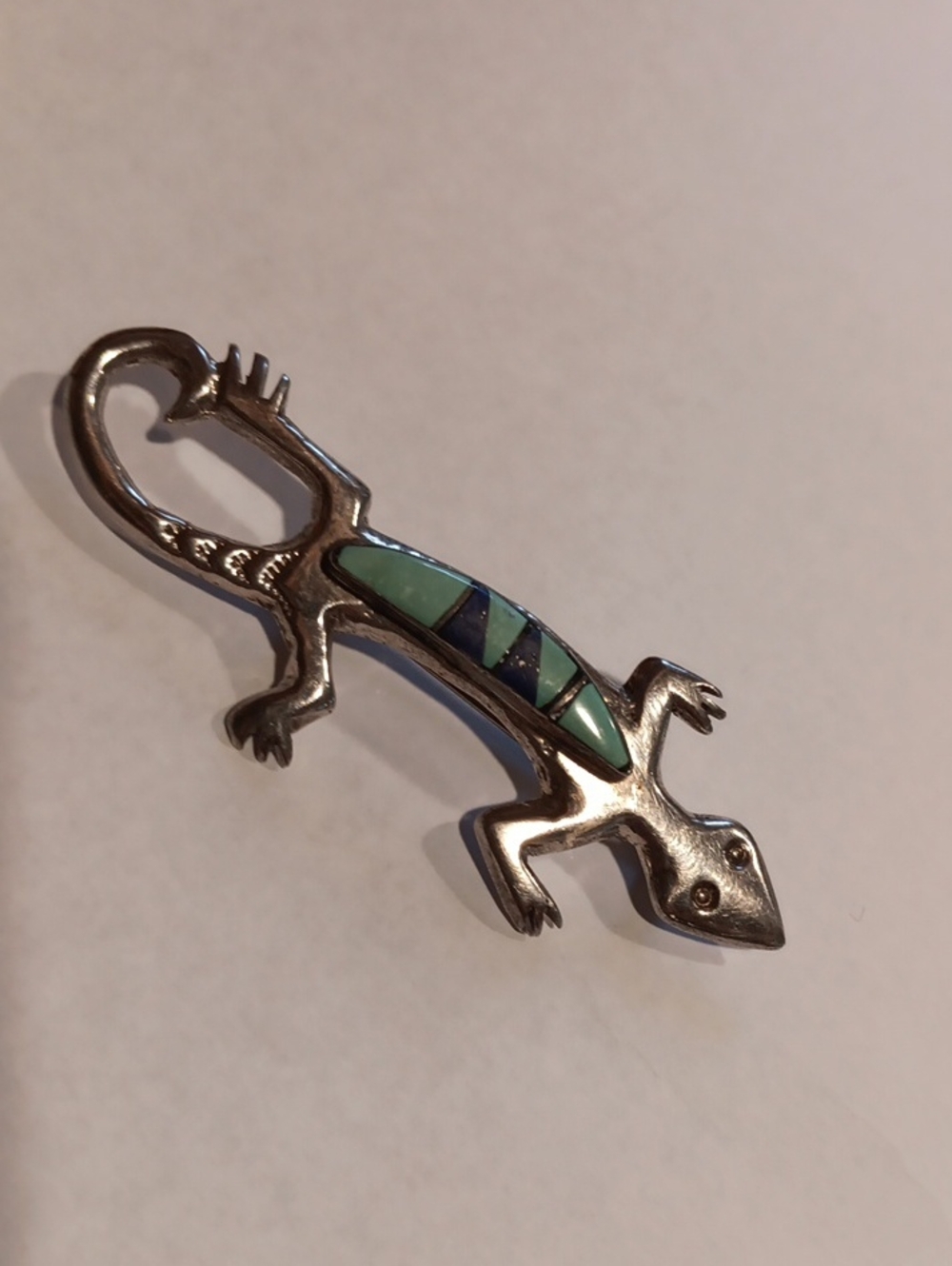 Vtg Sterling Navajo Arnold Maloney Lizard Brooch
